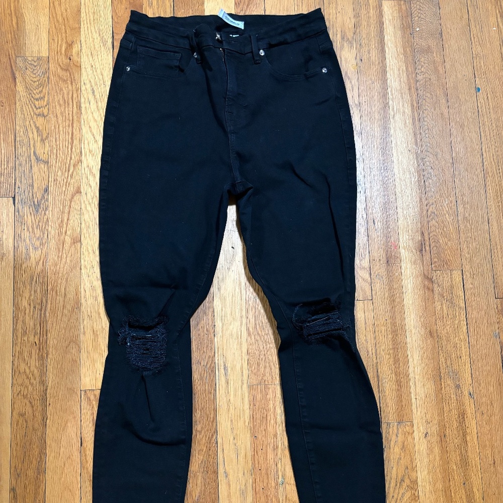 Good American Distressed Good Legs High Rise Skinny Jeans